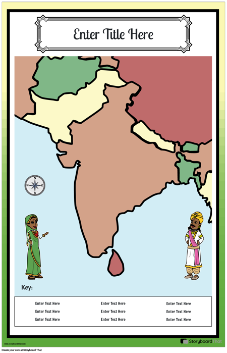 Mappa Poster 27 Ritratto a Colori Antica India