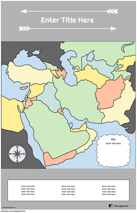 Mappa Poster 29 Ritratto a Colori Medio Oriente