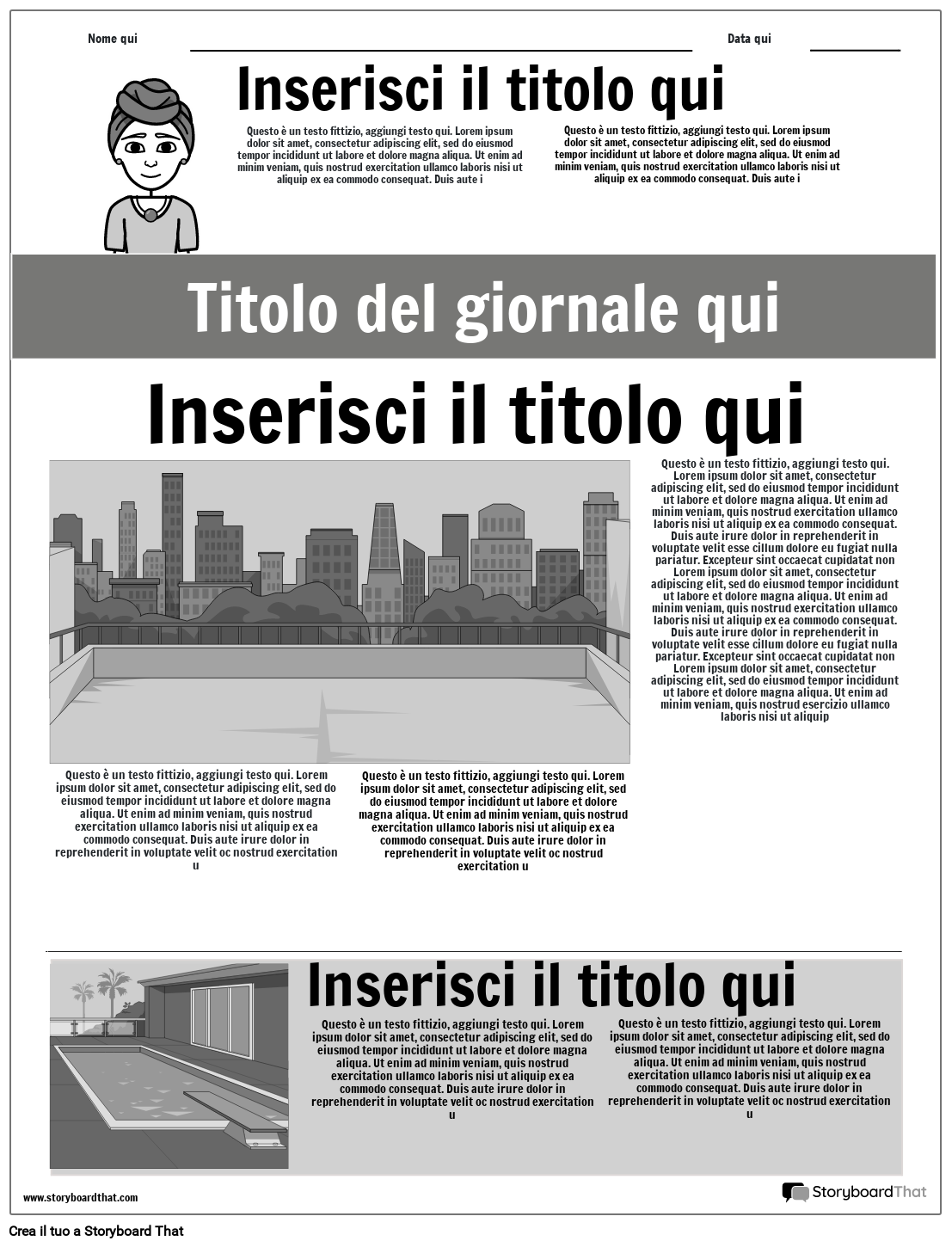 Modello di giornale della prima pagina Grigio