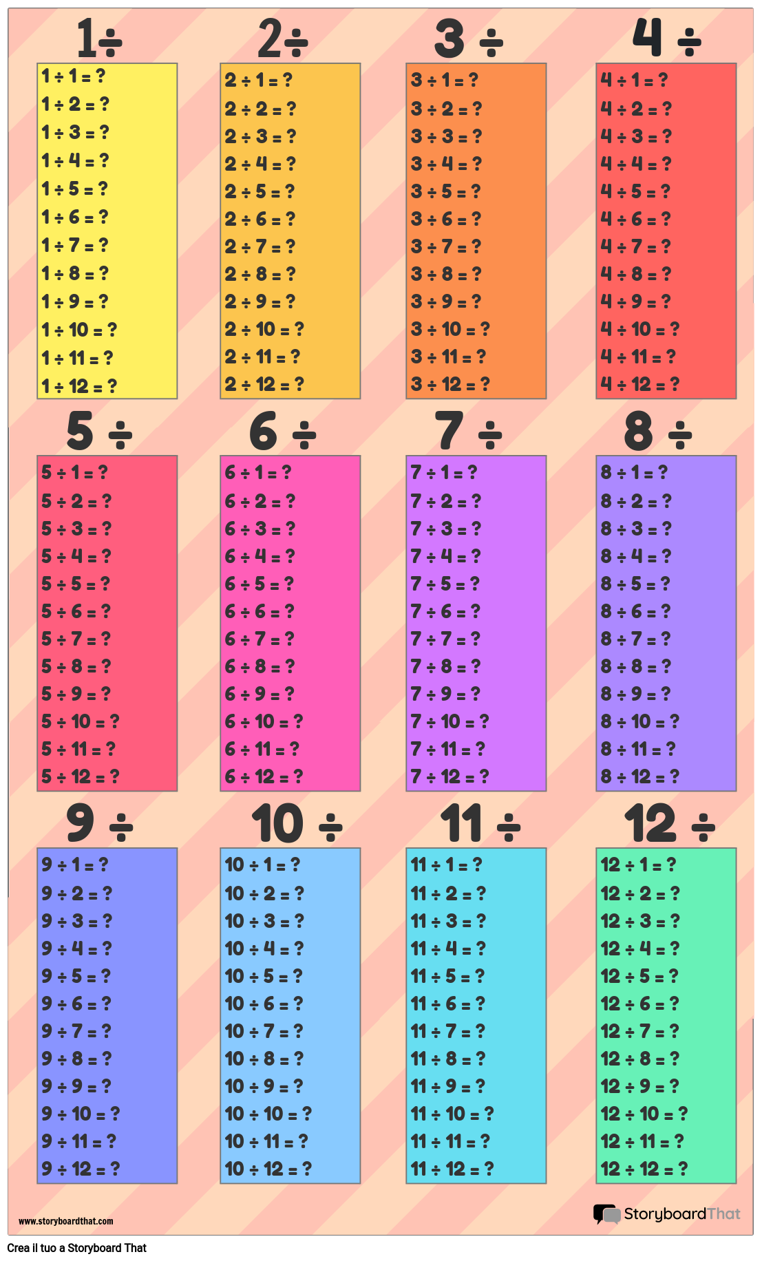 Modello di Tabella di Divisione Storyboard by it-examples