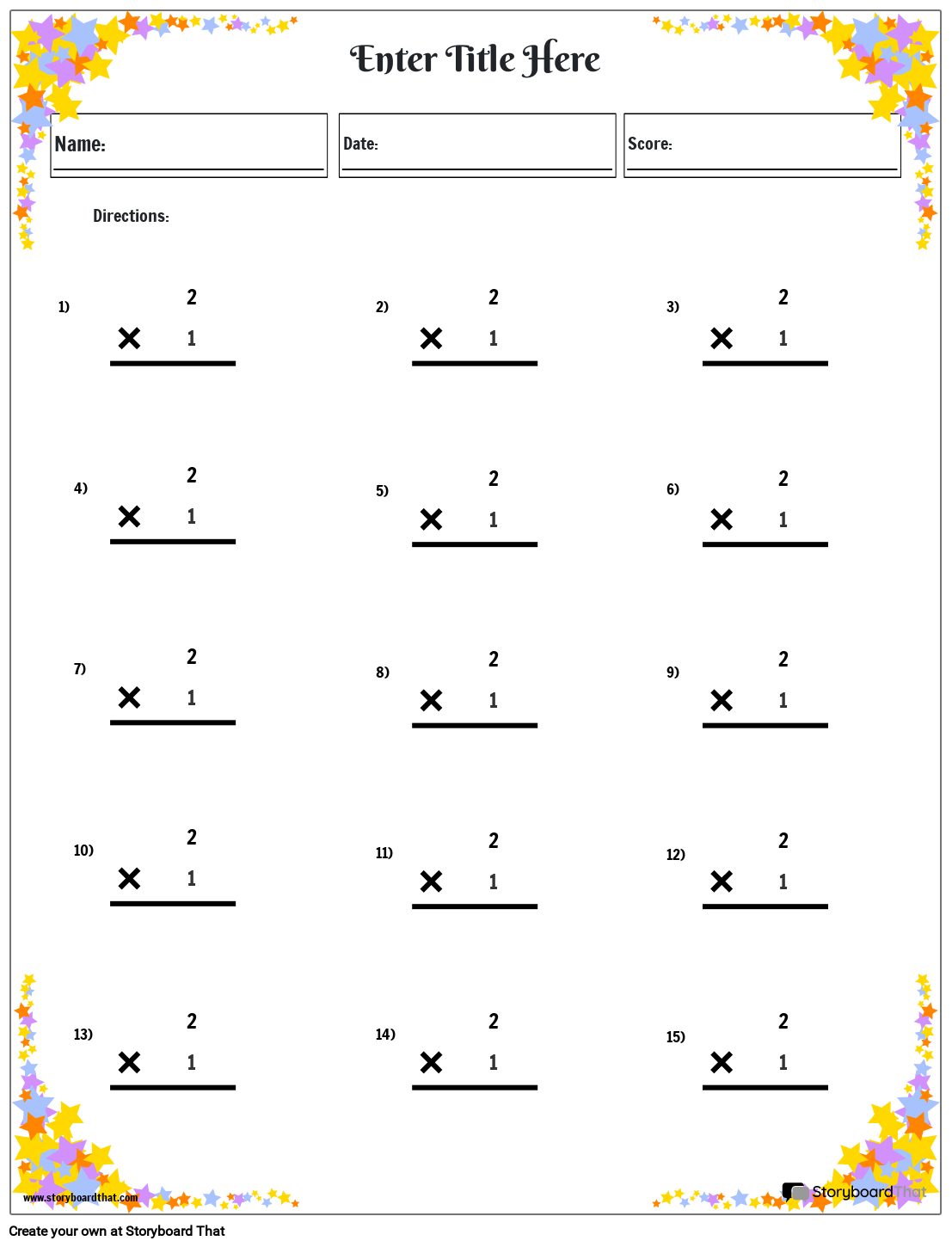 Moltiplicazione Numero Singolo Colore Verticale 5