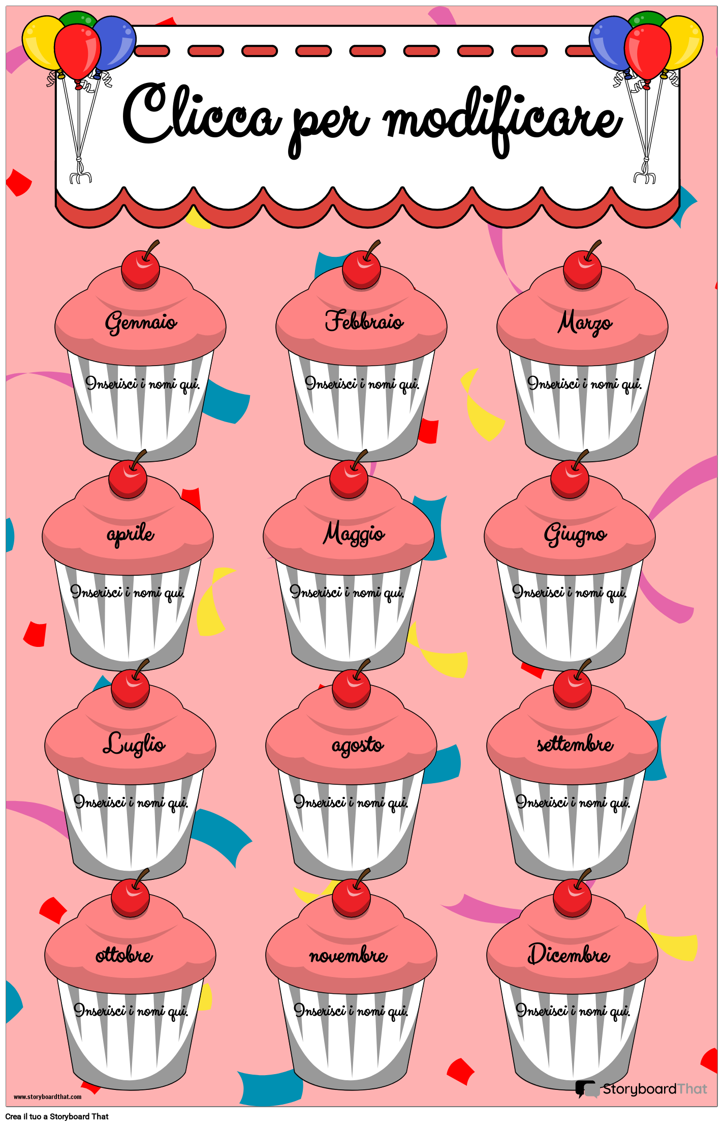 Poster di Compleanno a Tema Cupcake