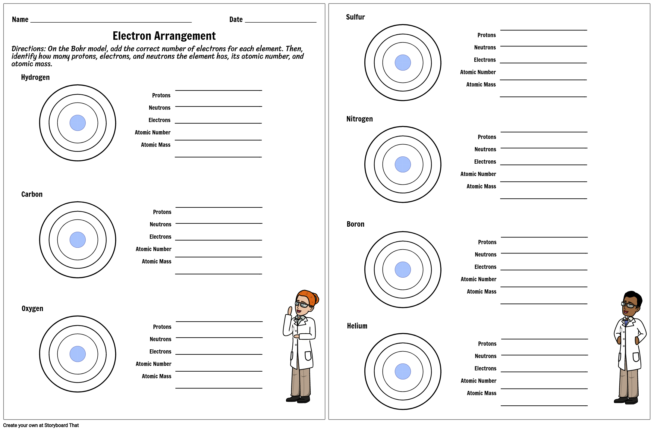 Electron Arrangement Worksheet Storyboard by kristen Within Protons Neutrons And Electrons Worksheet