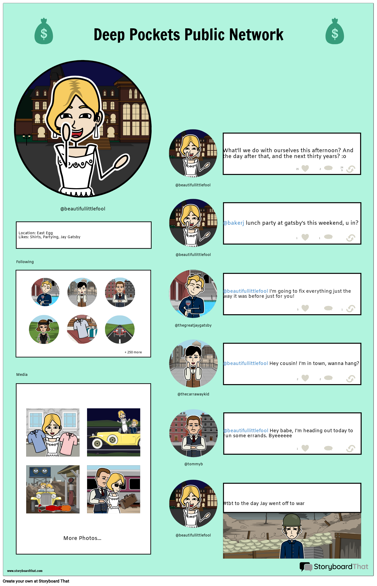 The Great Gatsby Social Media Project The Great Gatsby Activities