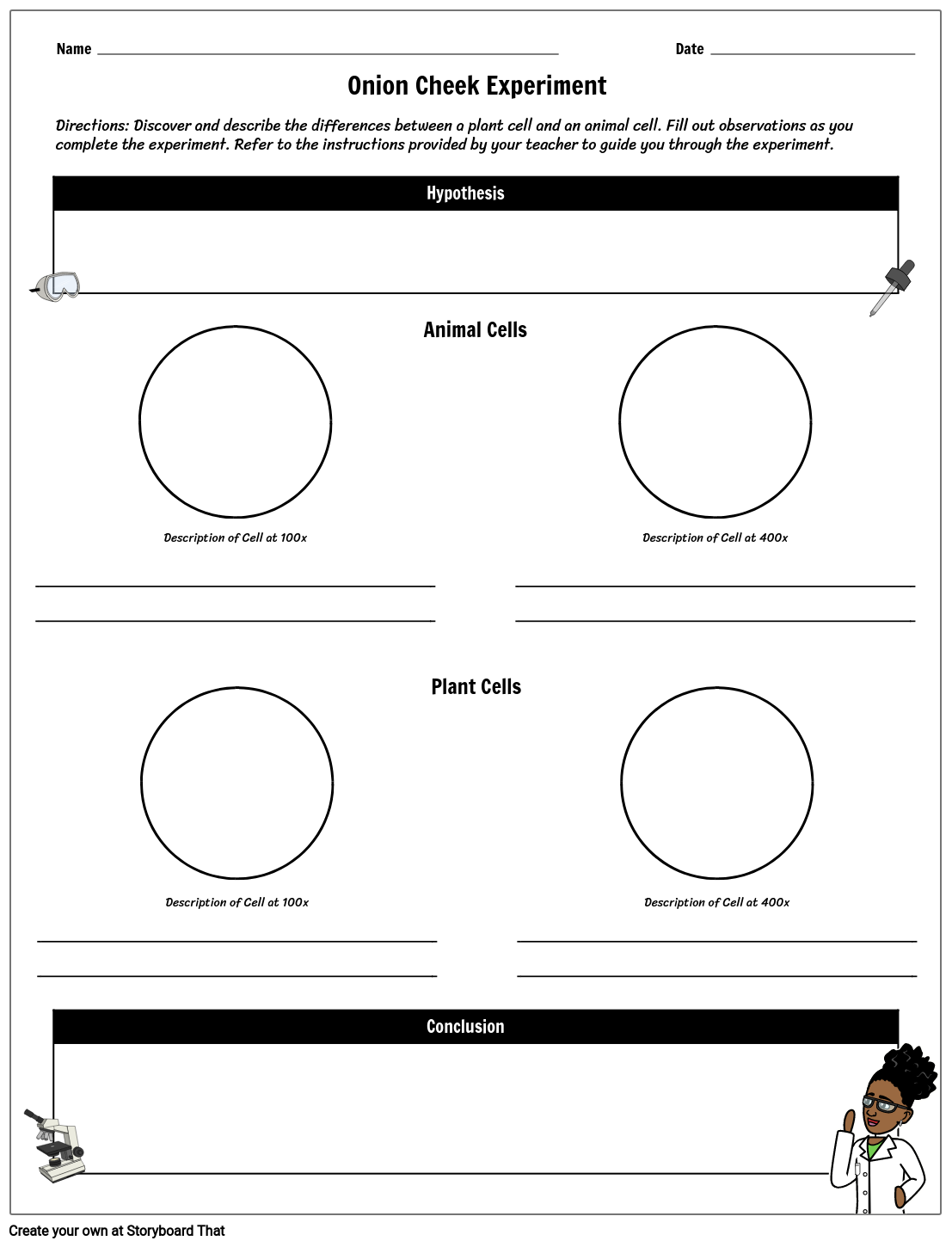 Onion Cheek Experiment Worksheet | Basic Cells Activities