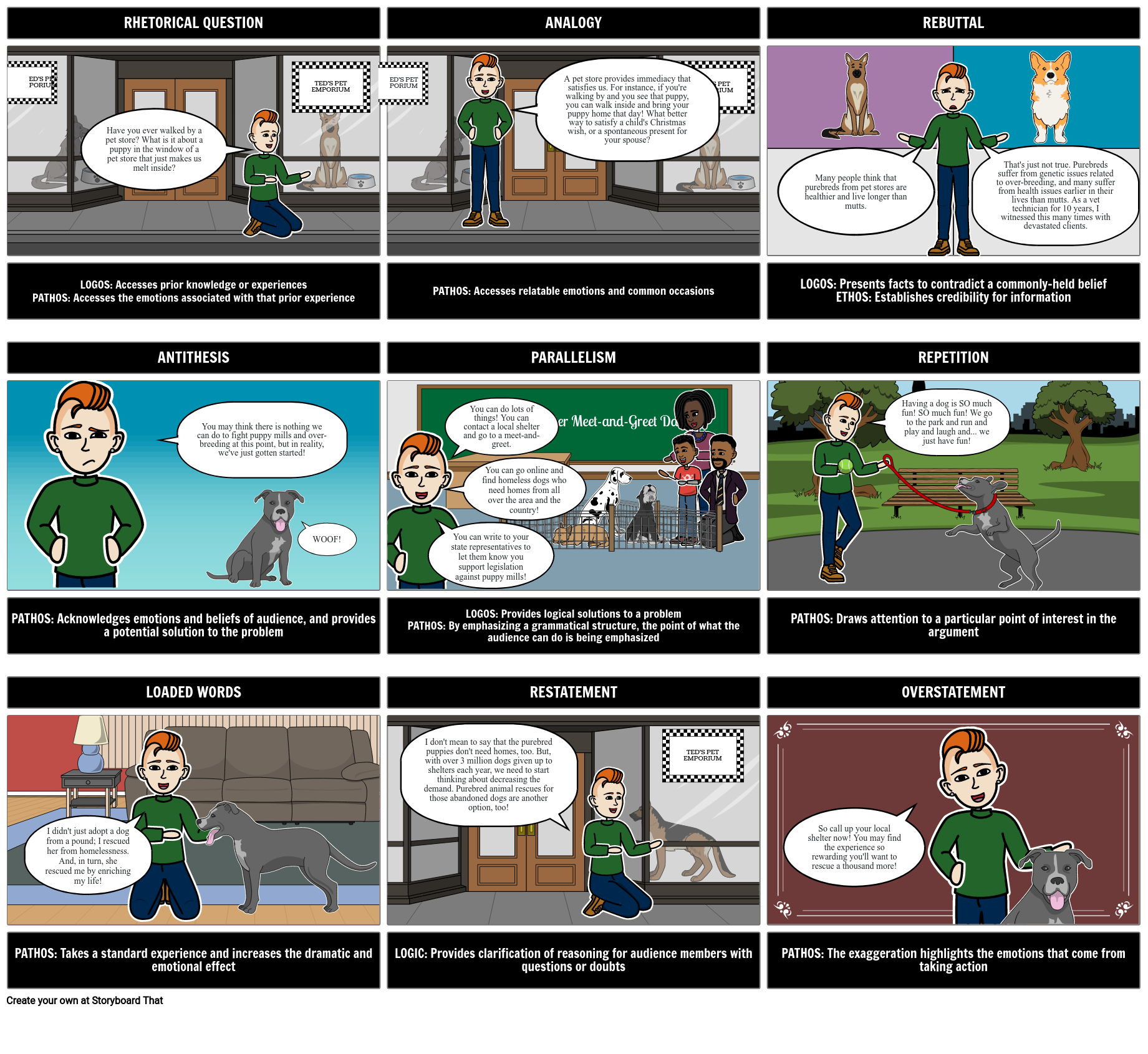 Logos Ethos Pathos and Strategies Example Storyboard