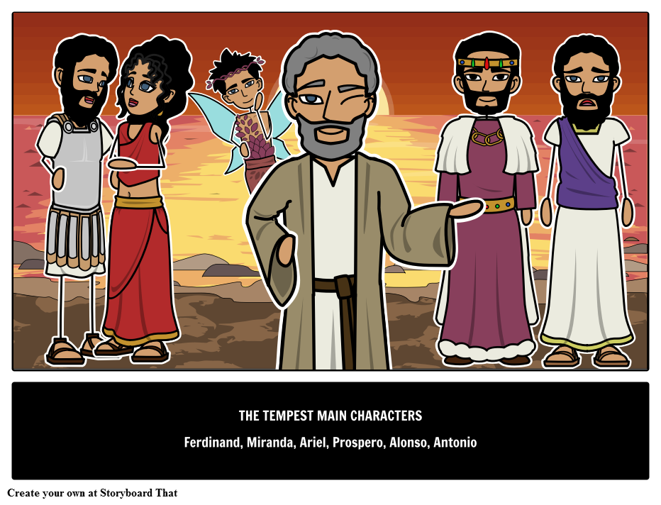 Main Characters in The Tempest Storyboard
