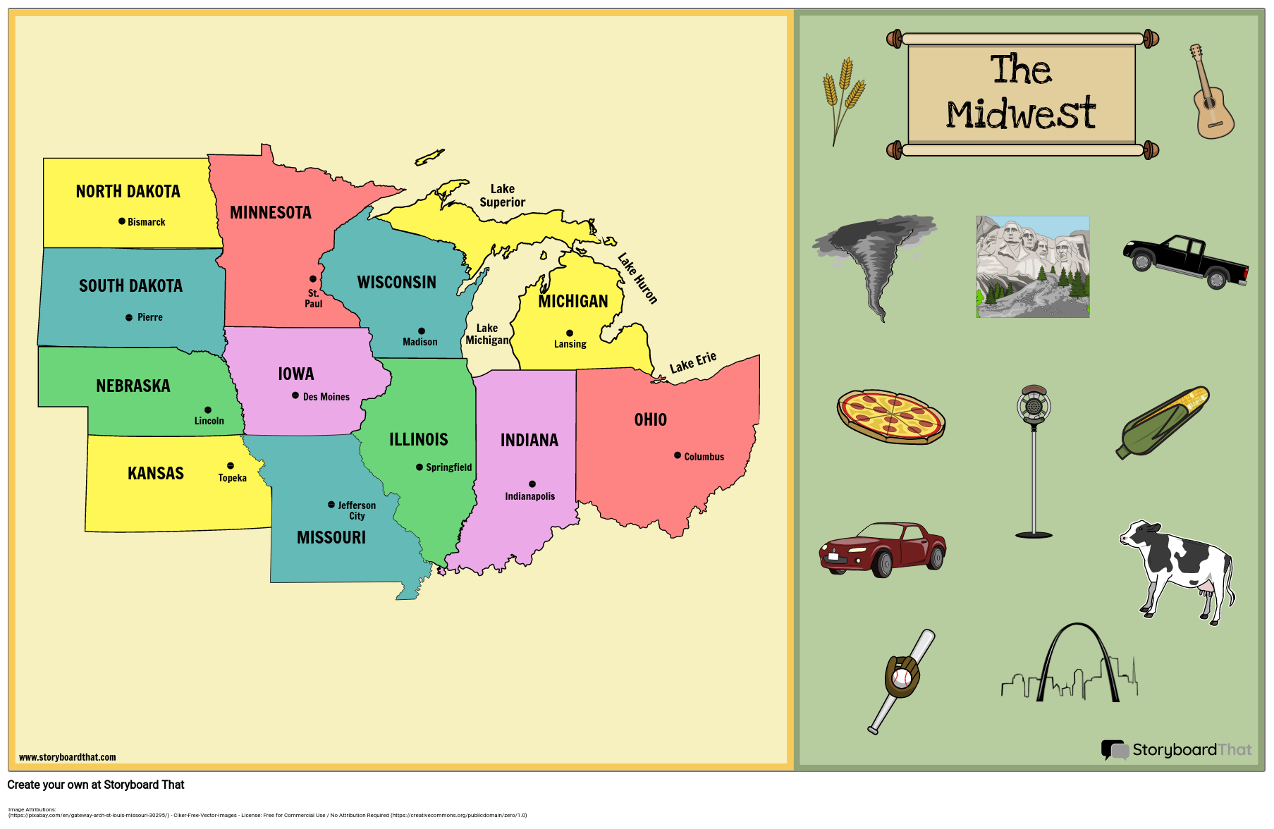 Midwest Region Geography Map Activity