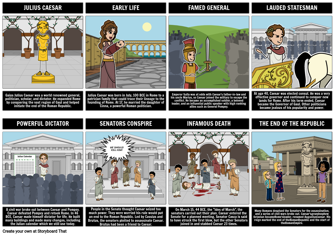 Ancient Rome Narrative Storyboard: Julius Caesar