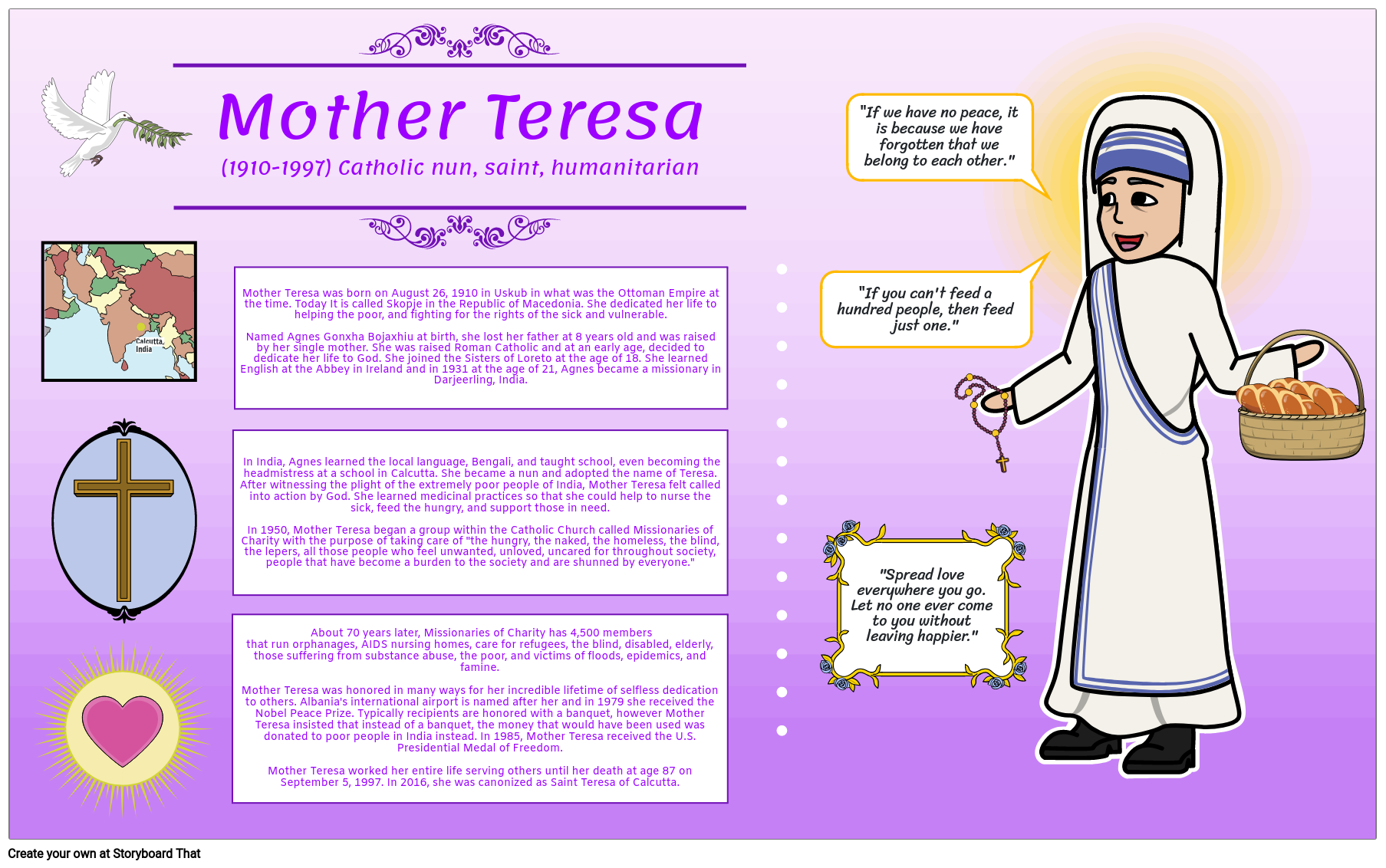 Christianity Biography of Mother Teresa Storyboard