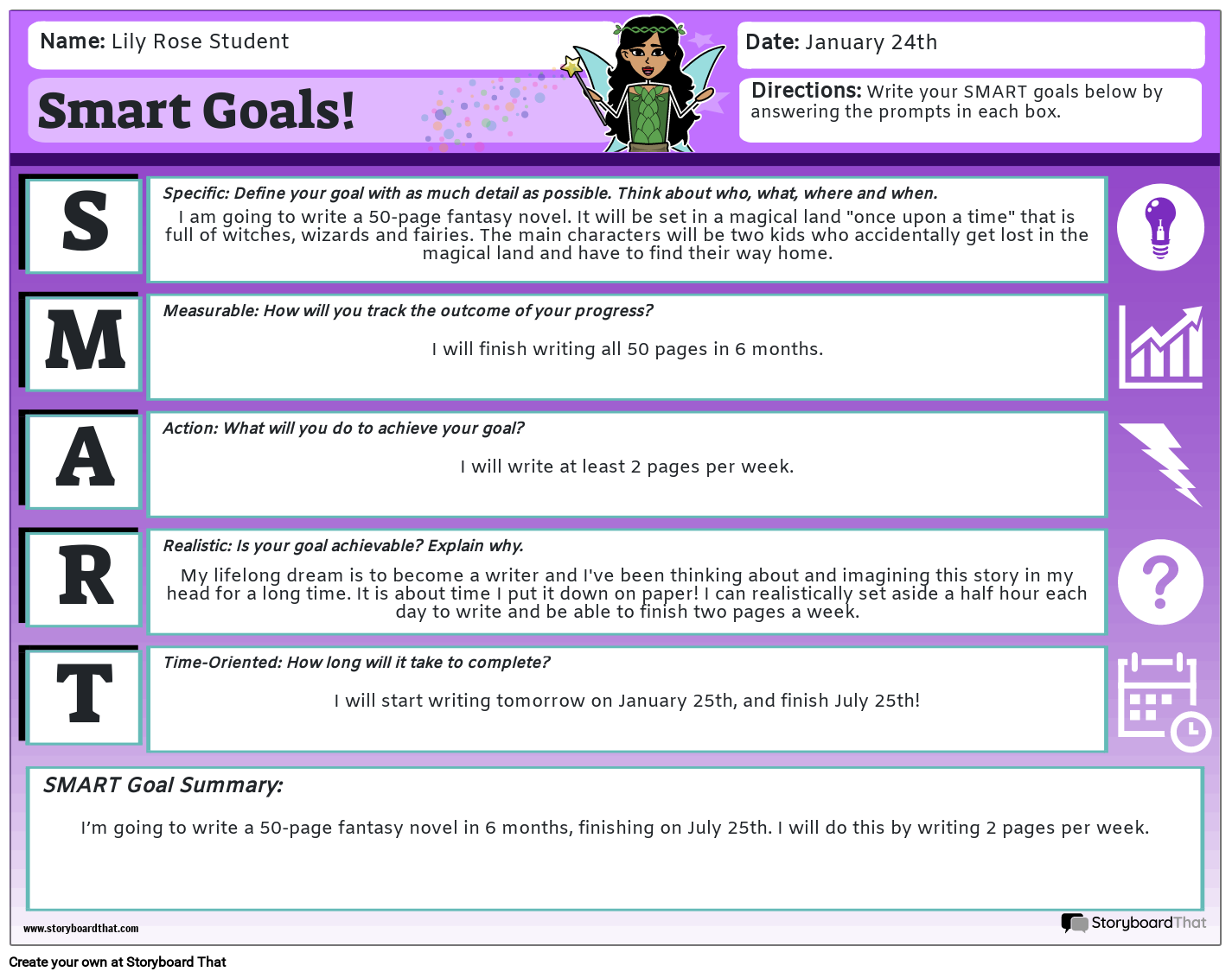 Smart Goals Worksheet Example