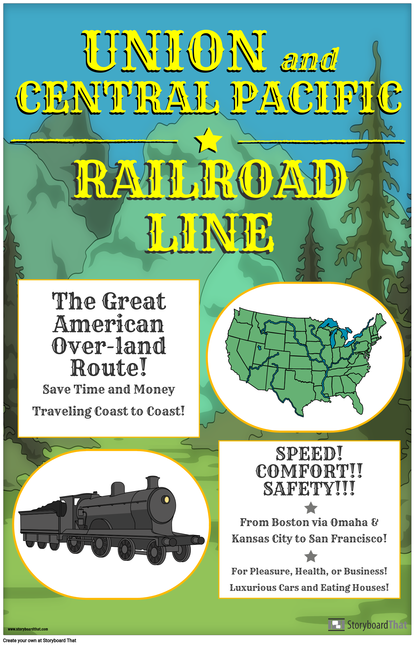 Transcontinental Railroad Advertisement Poster