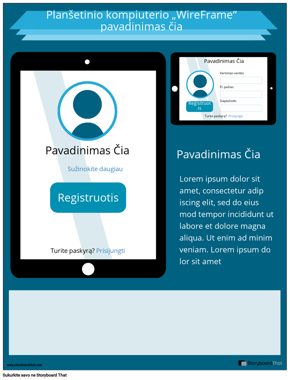 Įmonės Planšetinio Kompiuterio „WireFrame“ Šablonas 3
