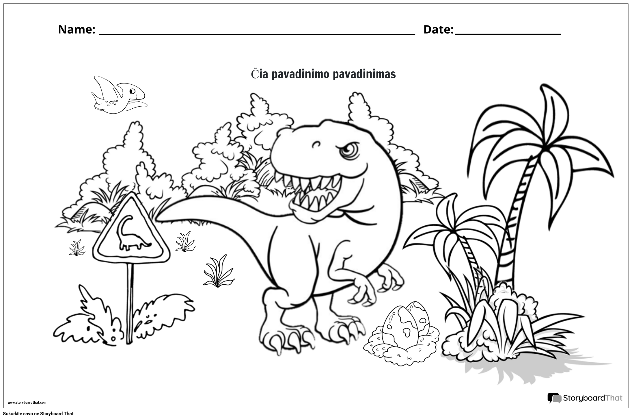 Dinozaurų Tematikos Spalvinimo Puslapis