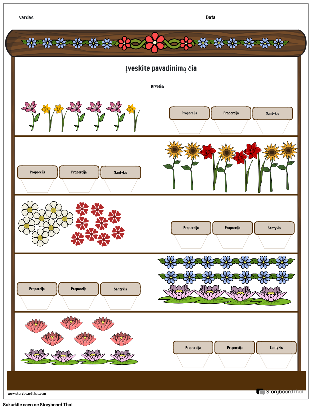 Gėlių Tematikos Proporcijų Darbalapis