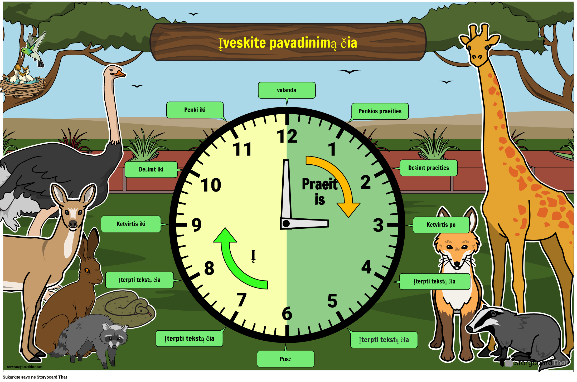 Laikrodžio Plakatas Gyvūnų Tema