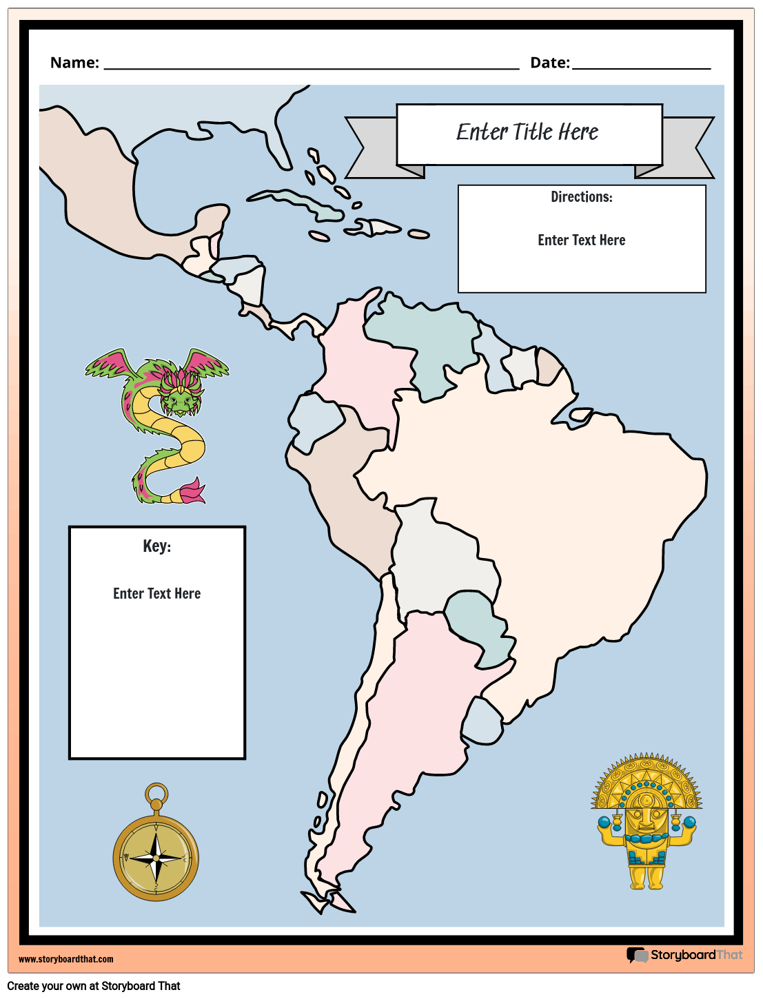 Majų, Actekų ir Inkų Žemėlapis