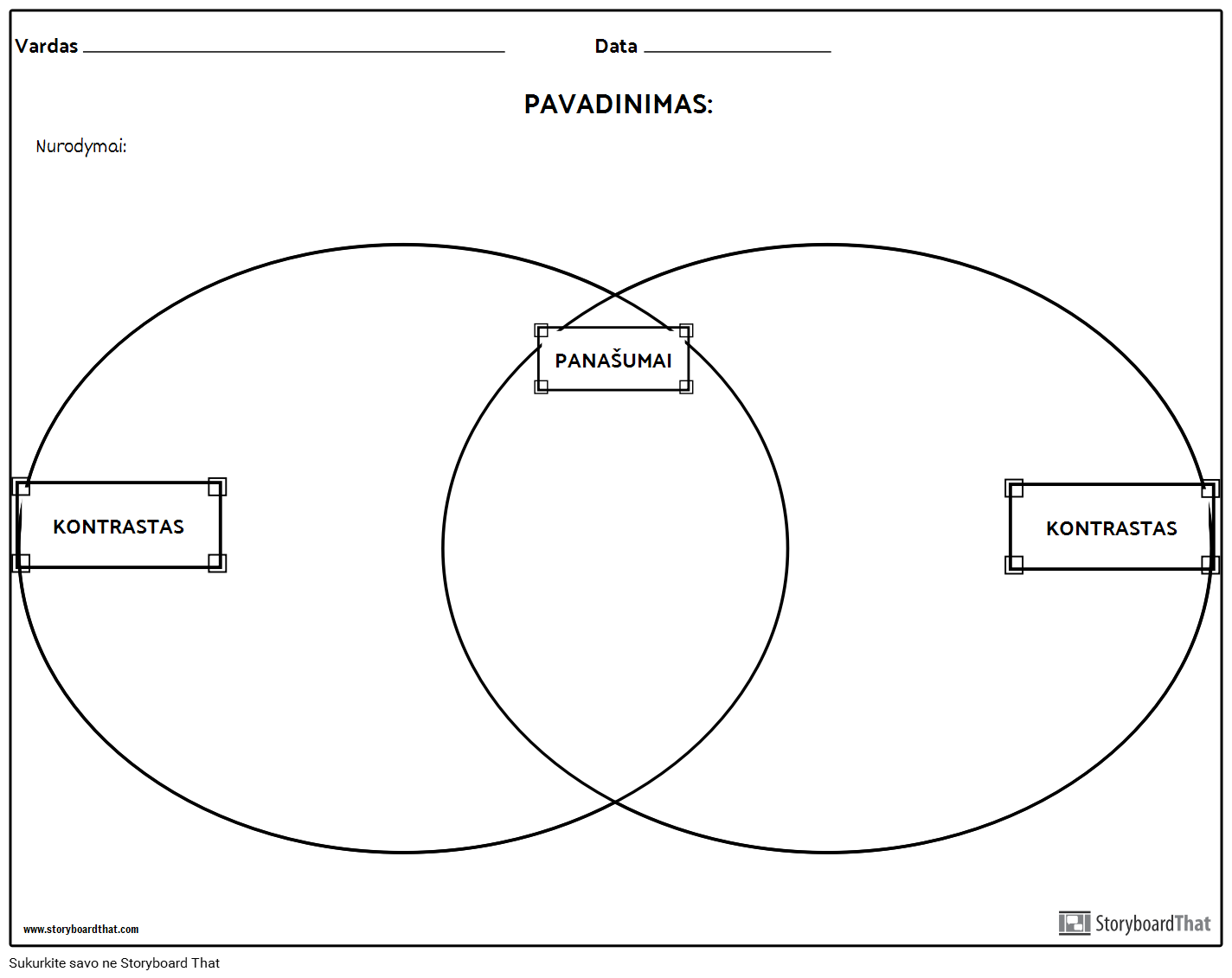 Palyginti Contrast Venn Diagram Storyboard af ltexamples