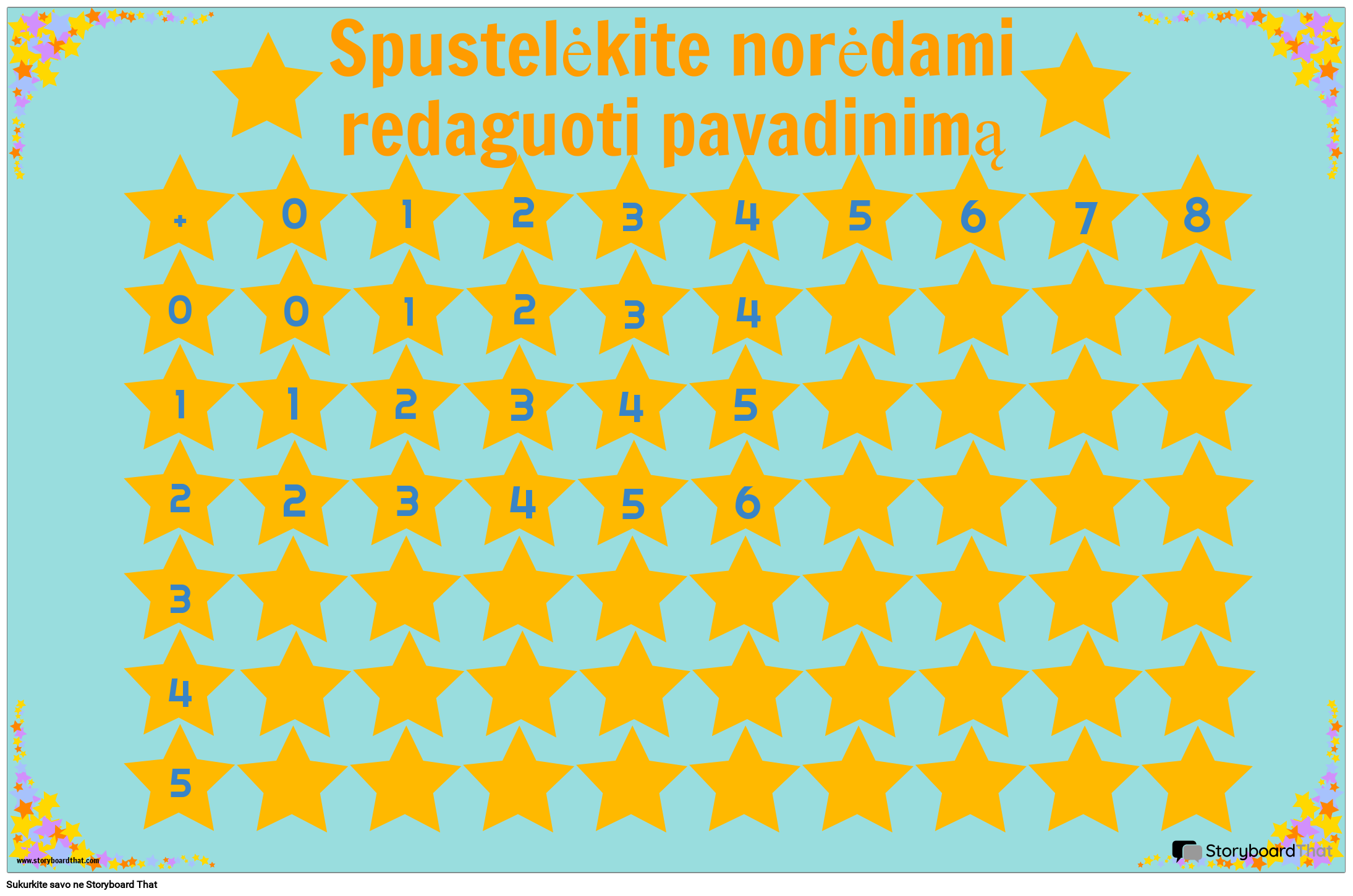 Papildomų Diagramų Plakatas su Žvaigždėmis