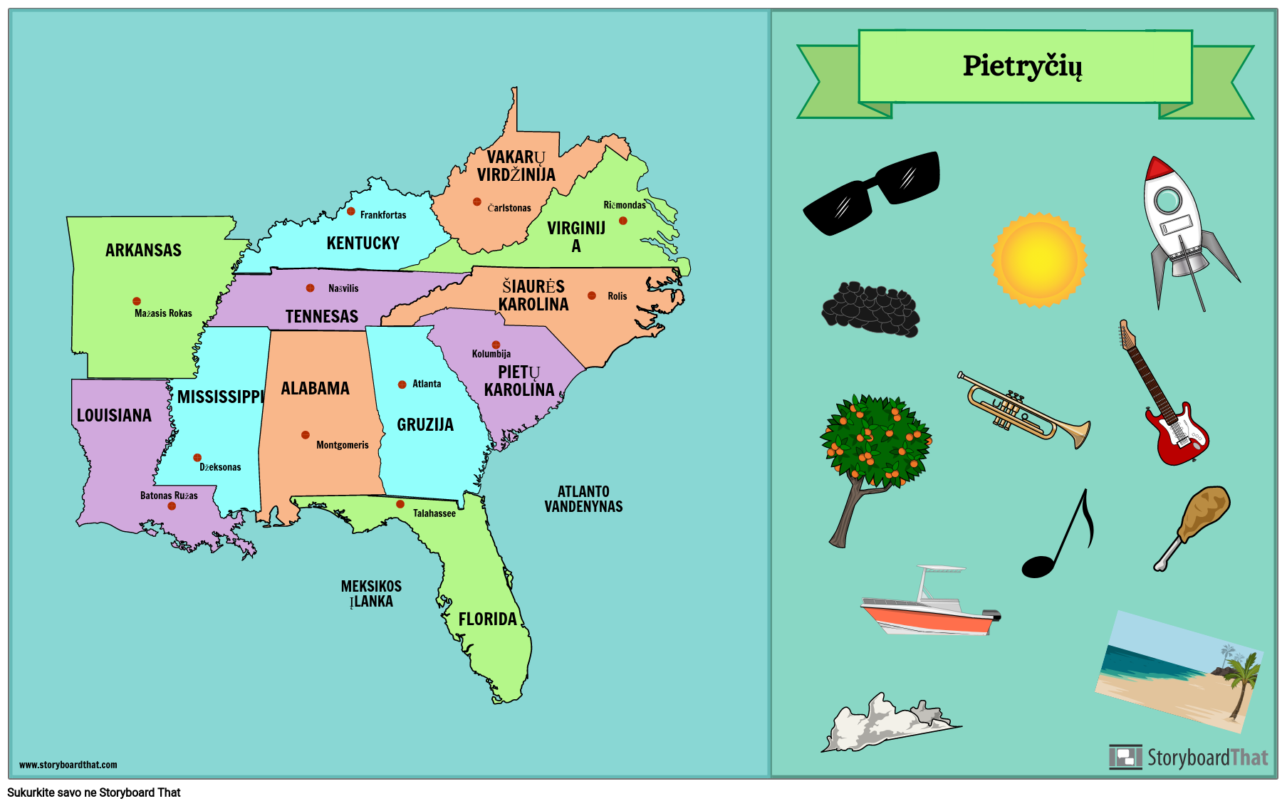 Pietryčių Valstijų Žemėlapis