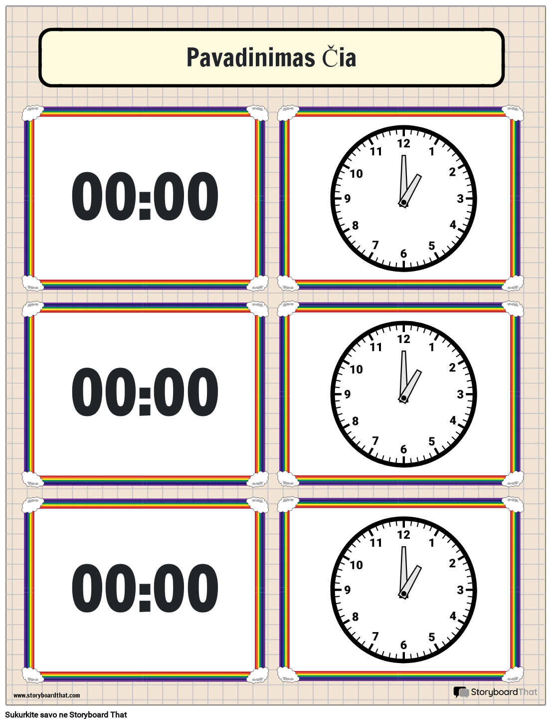Redaguojamas Kortų Žaidimas „Telling Time“.