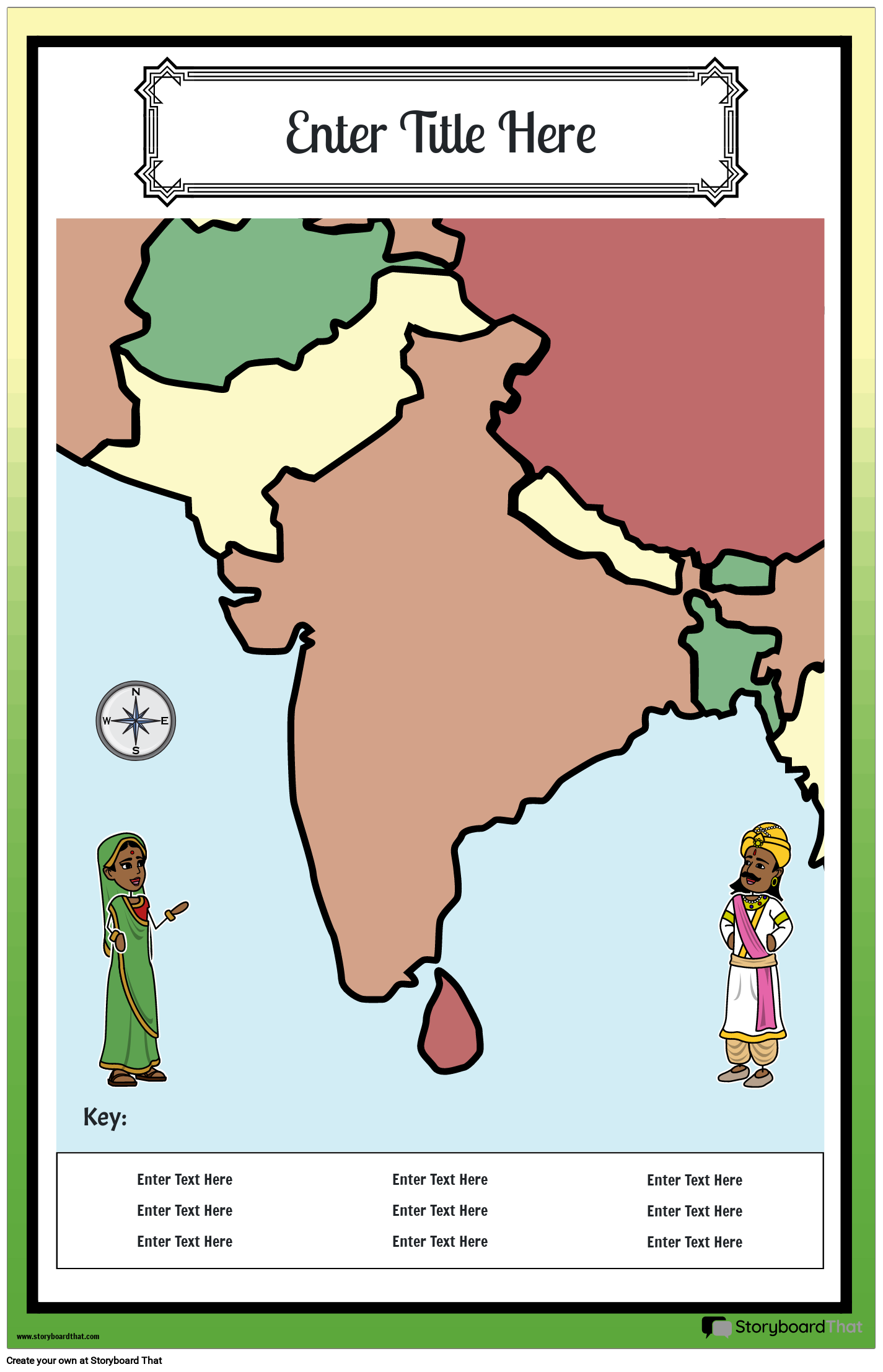 Žemėlapis Plakatas 27 Spalvotas Portretas Senovės Indija