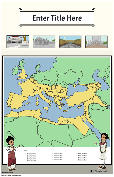 Žemėlapis Plakatas 33 Spalvotas Portretas Senovės Roma
