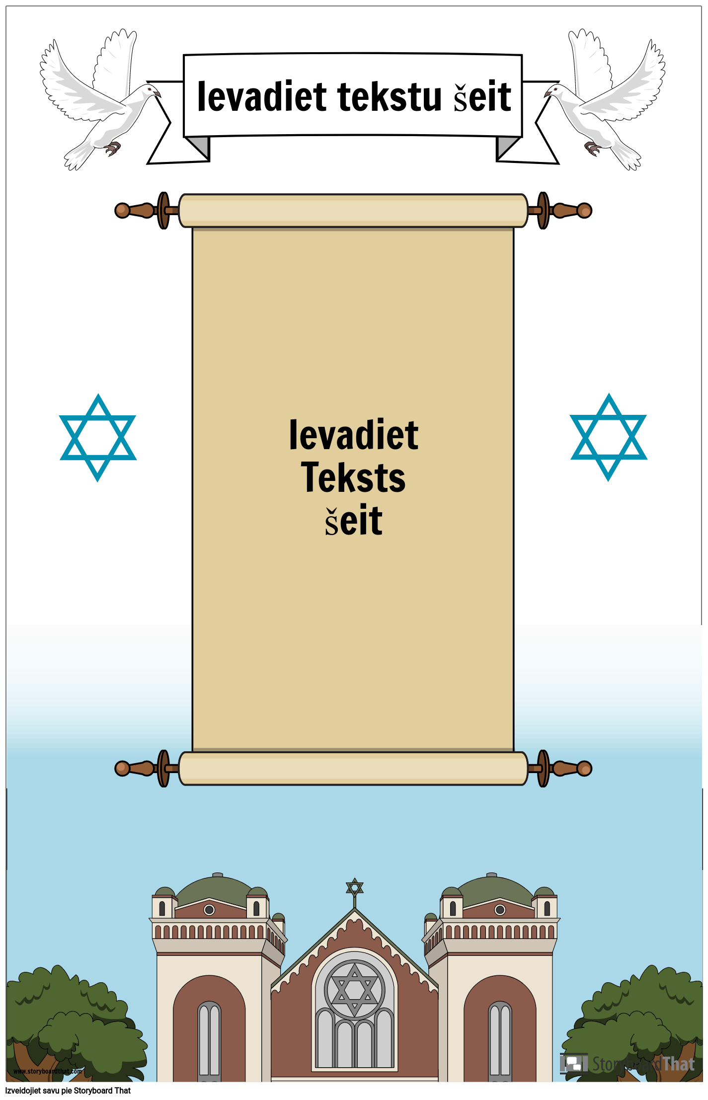 Ebreju plakāts ar ritināšanu