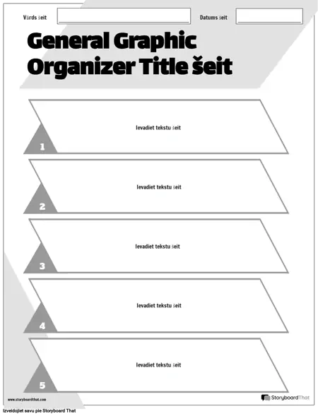 Jauns Lapas izveides vispārīgais grafikas organizētājs 5 (melnbalts)