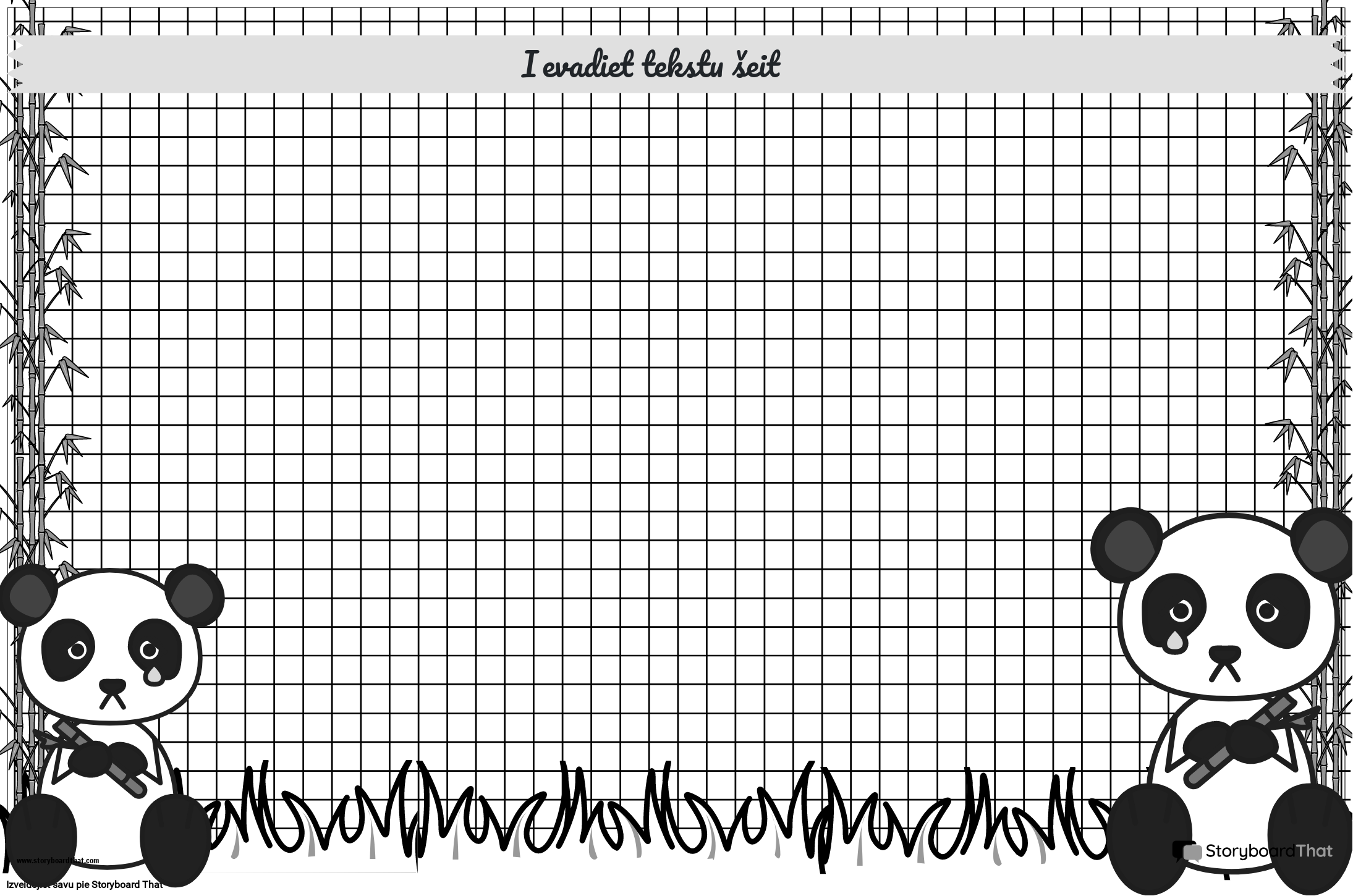 Pandas Tēmas Grafiskā Papīra Plakāts, Melnbalts