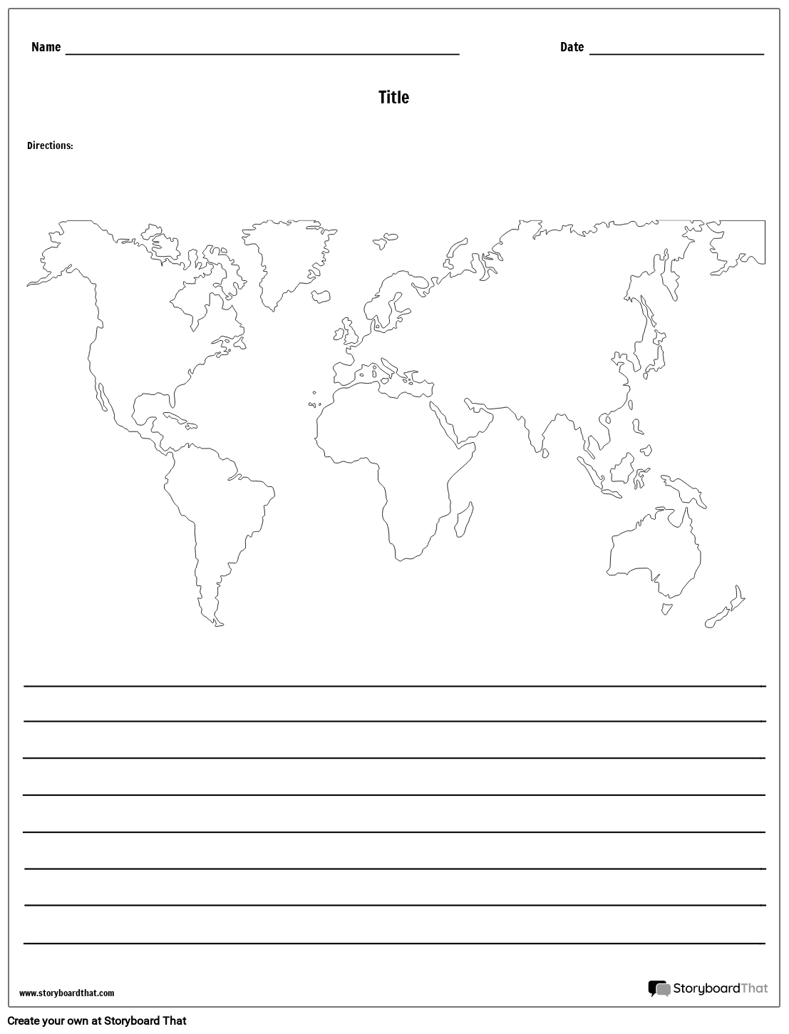 Pasaules Karte — ar Līnijām