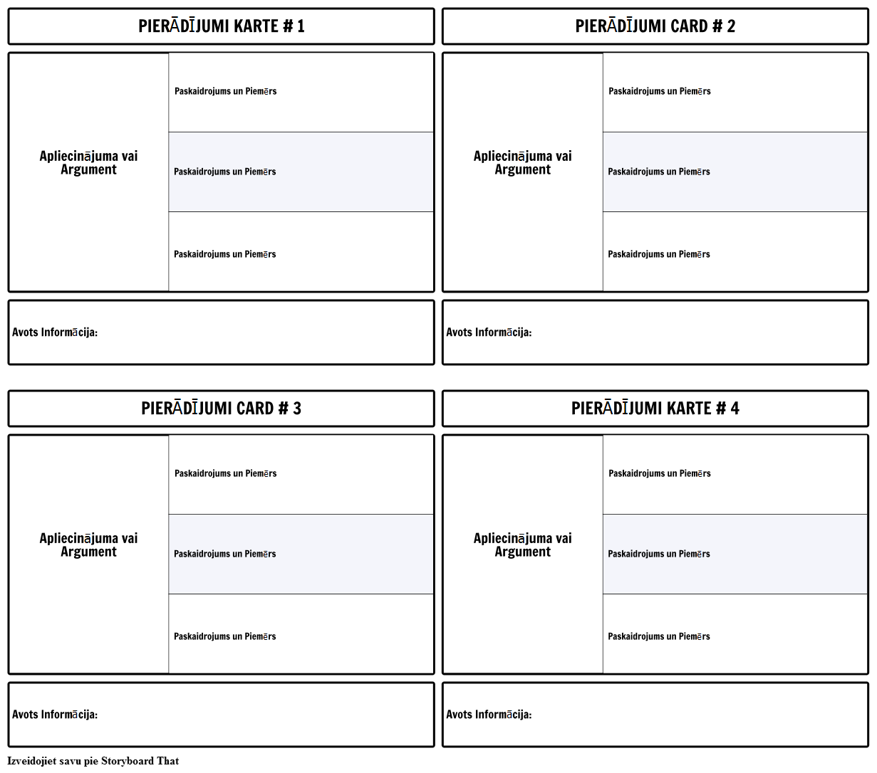 Pierādījumi Card Template