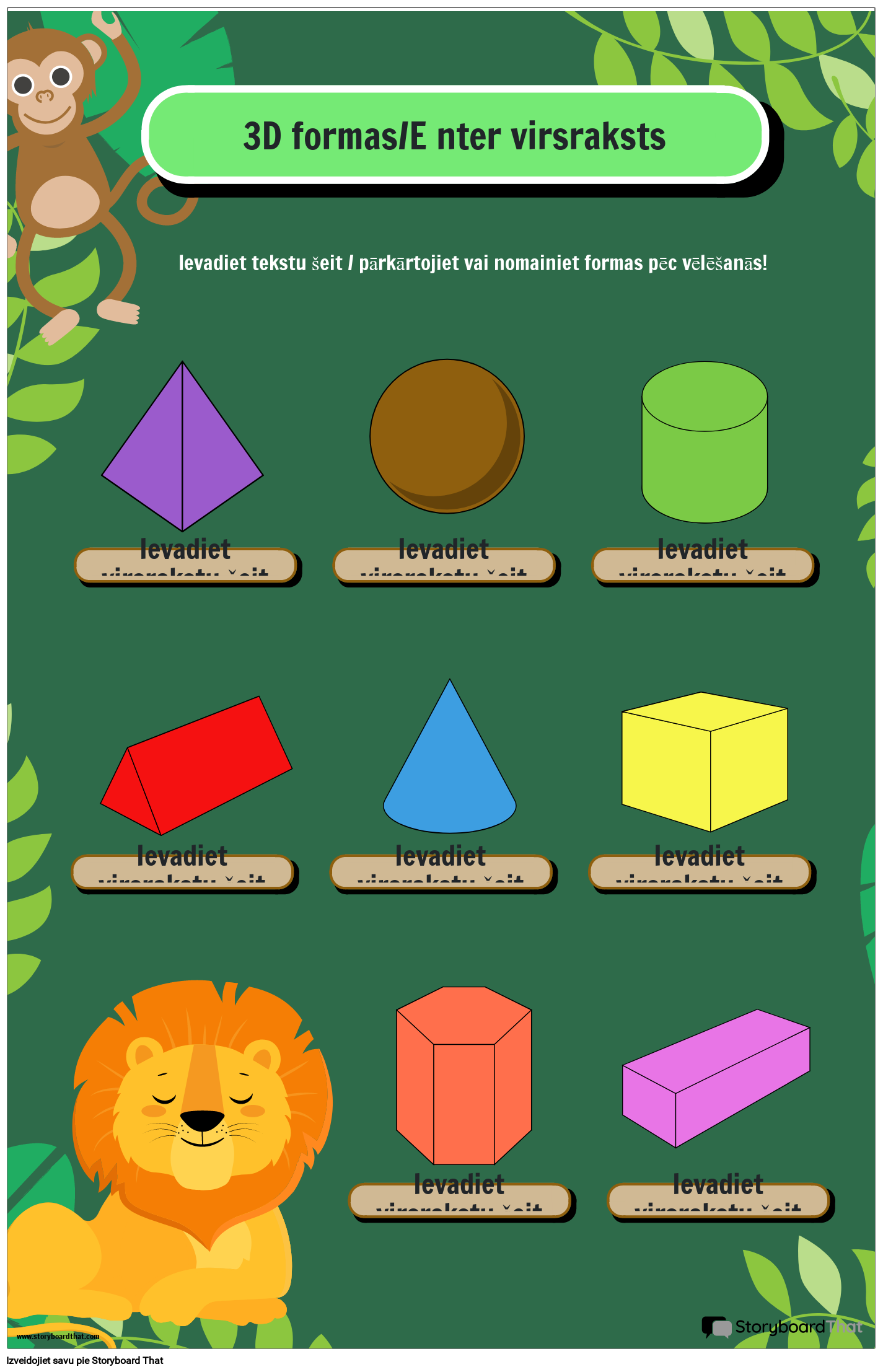 Safari džungļu tēmas 3D formu plakāts