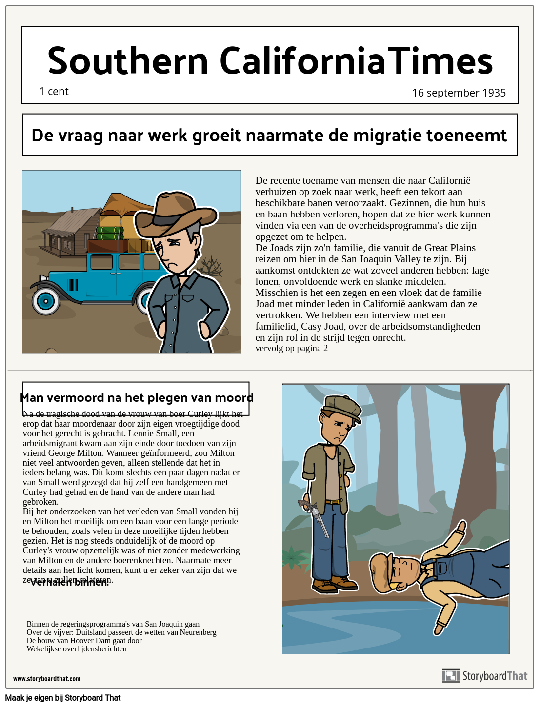 Dust Bowl Krantenproject Storyboard Por Nl examples