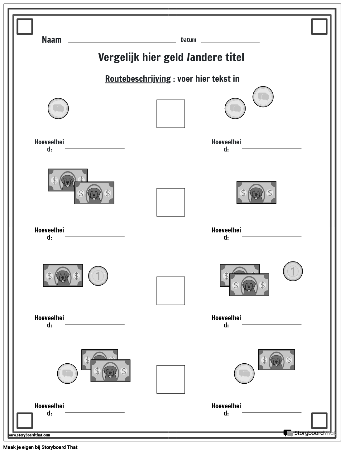 Geldwerkblad - Geld Vergelijken - BW