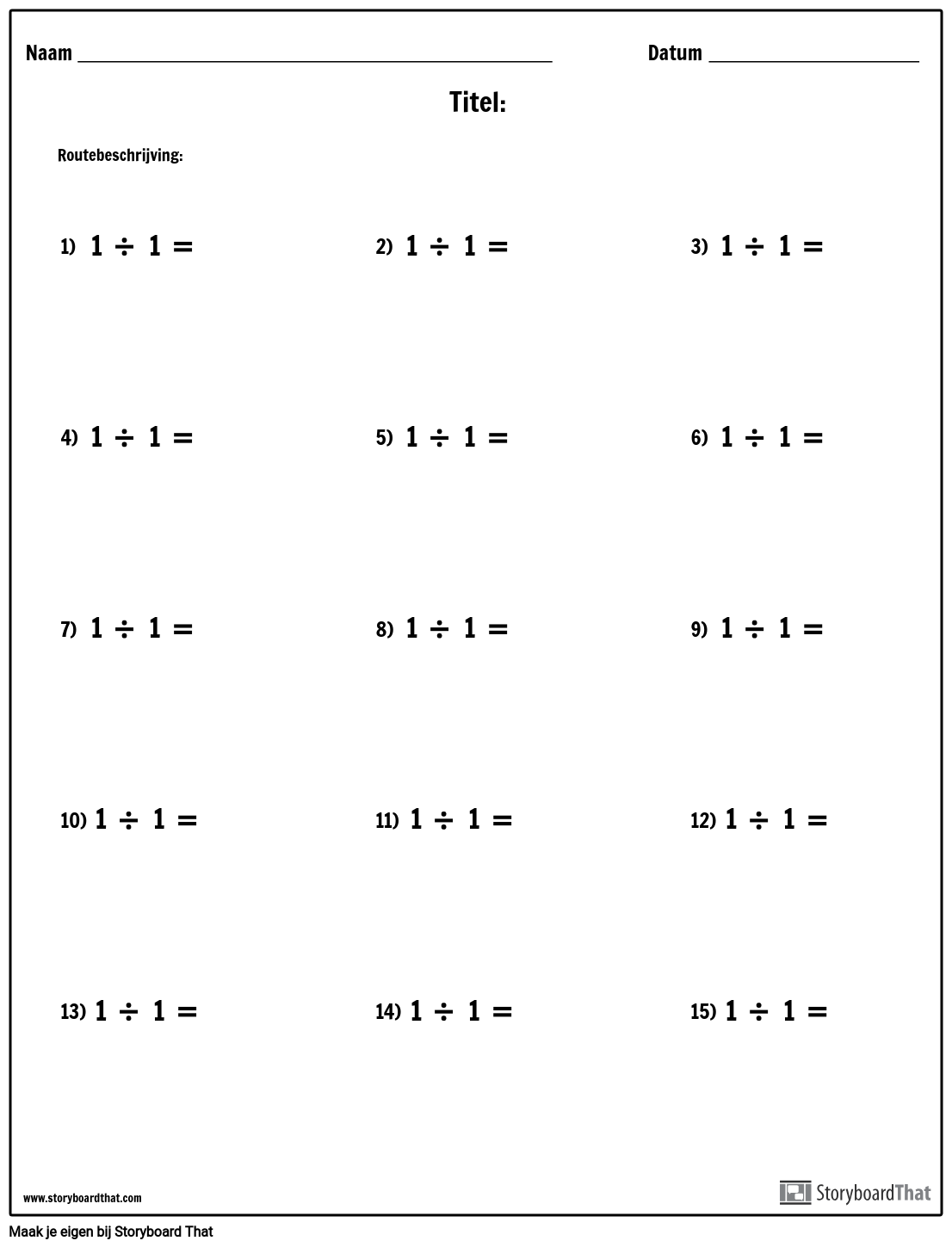 Indeling - Enkel Nummer - Versie 1