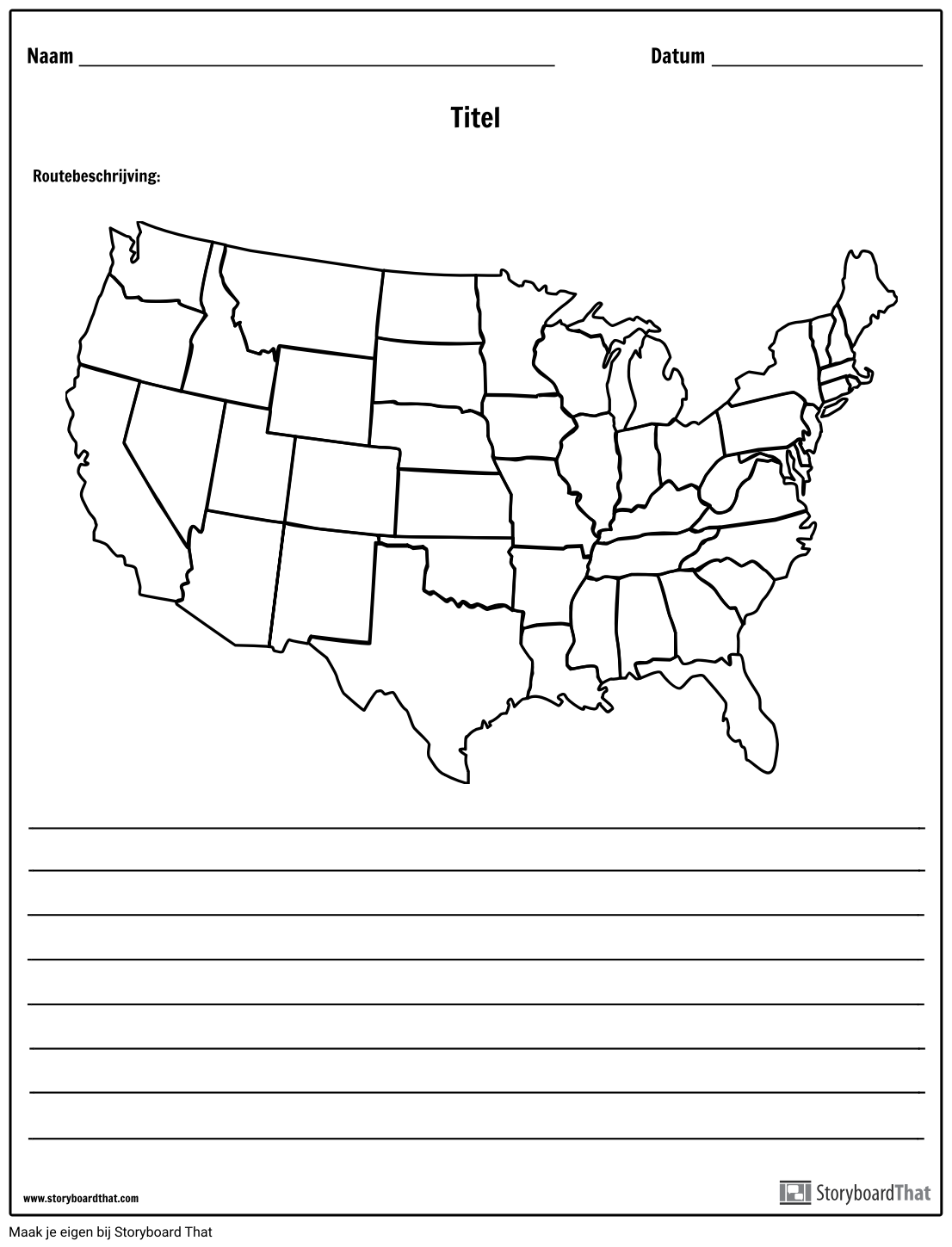 Kaart van de Verenigde Staten - met Lijnen