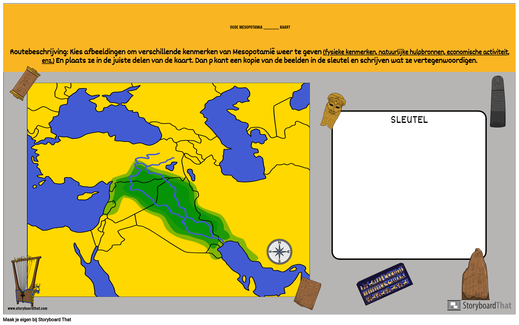 Mesopotamië Vul de Lege Kaart in