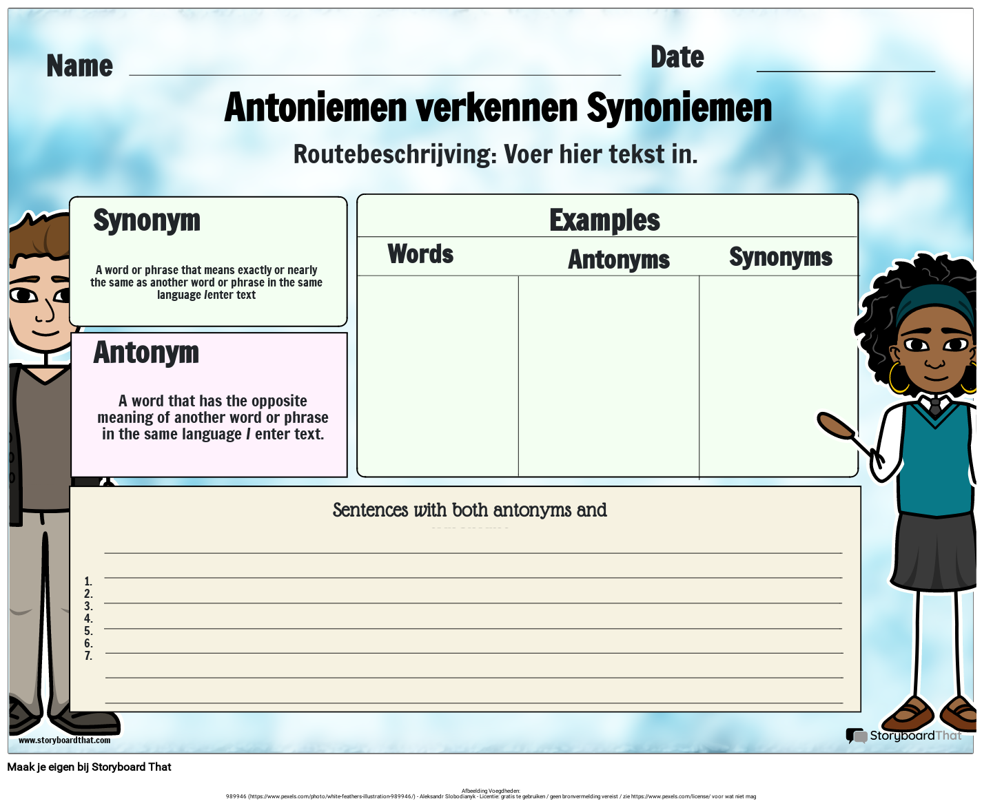Synoniemen en Antoniemen Werkblad voor hogere cijfers