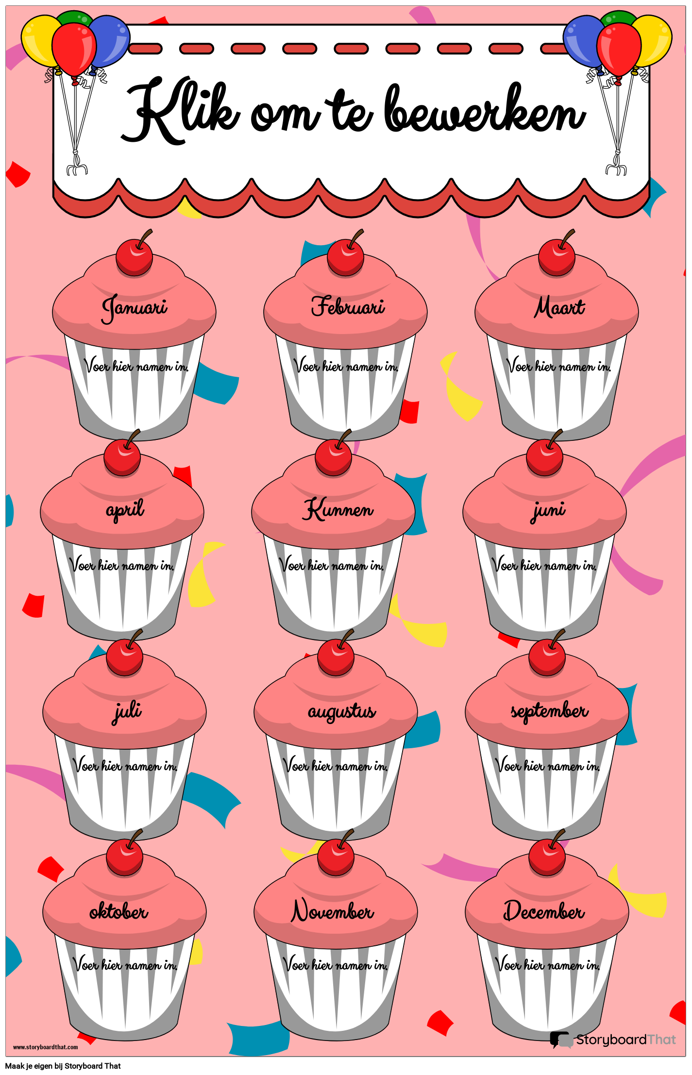 Verjaardagsposter met Cupcake-thema