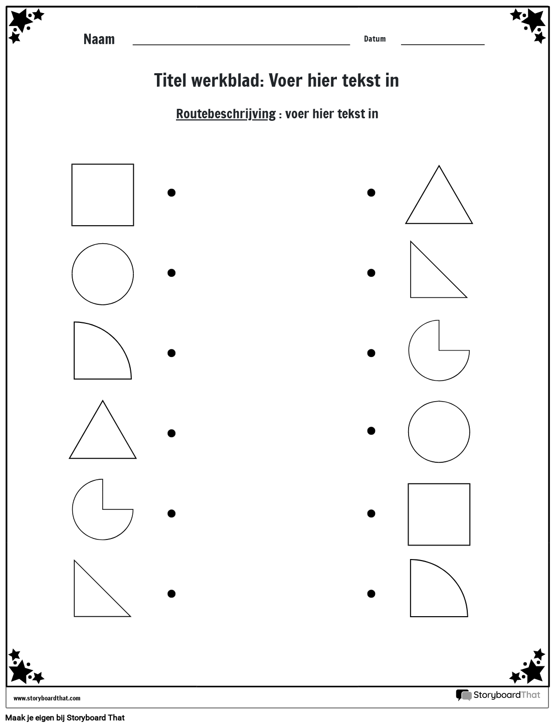 Werkblad Overeenkomende vormen (zwart-wit)