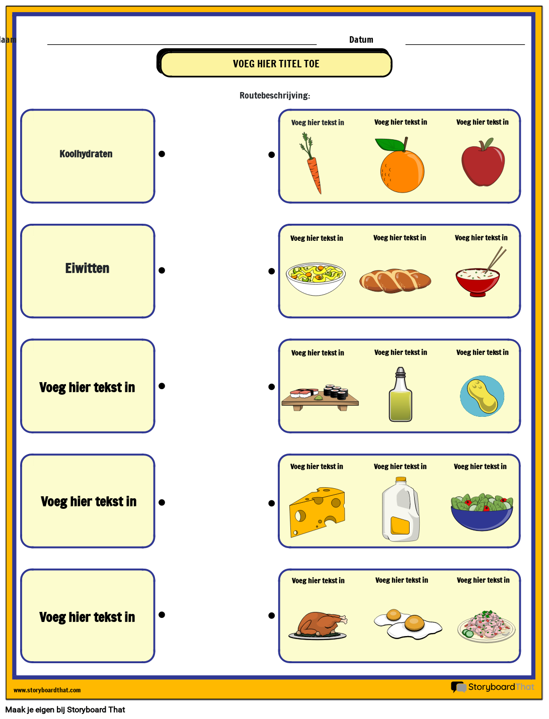 Werkblad Voedsel en Voeding