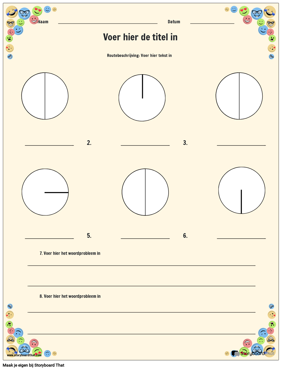 Werkblad voor oppervlakte en omtrek met wiskundige emoji-rand