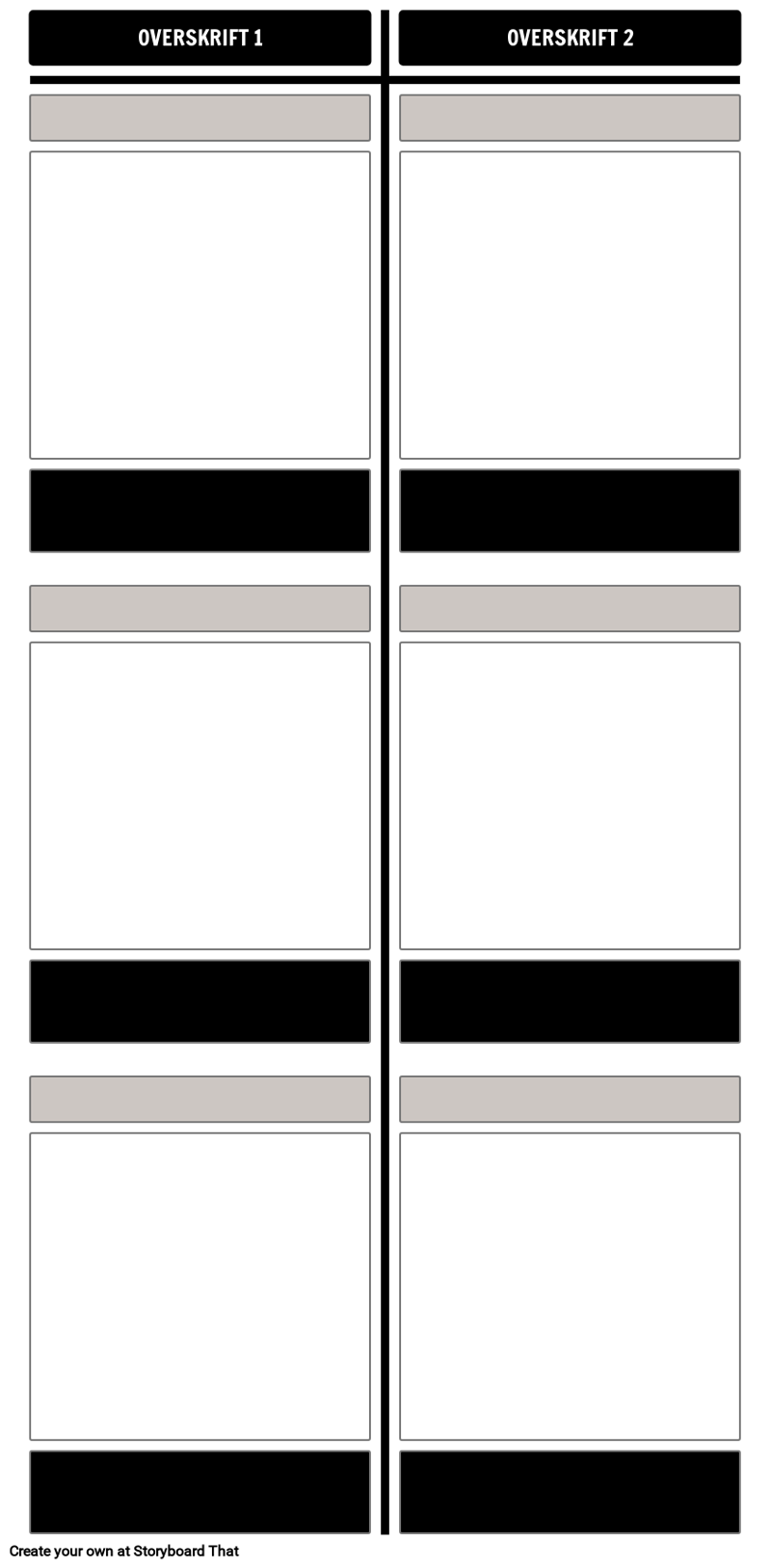 Blank Sammenligning T-Chart