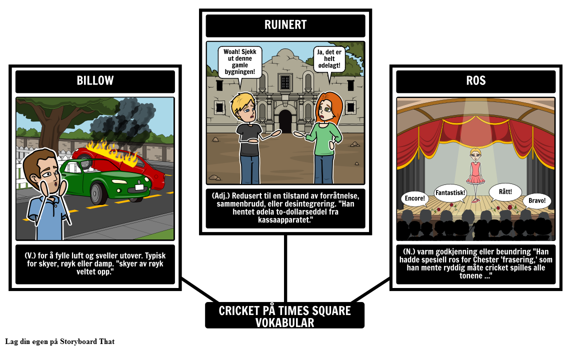 Cricket på Times Square - Terminologi