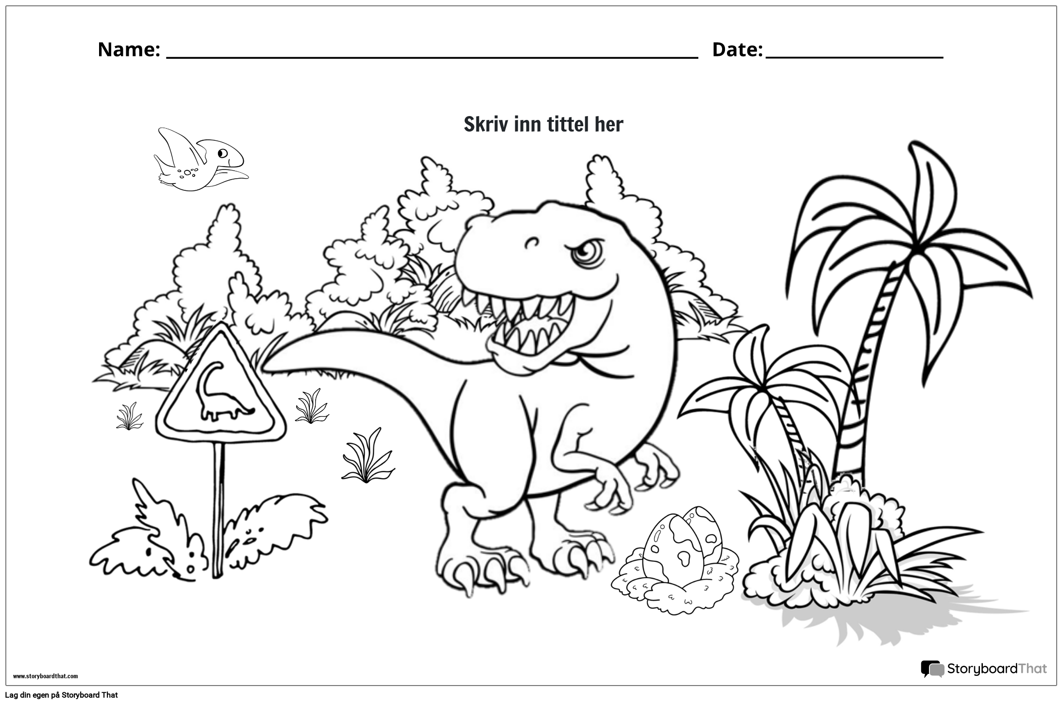 Dinosaur tema Coloring Page Storyboard Por No examples