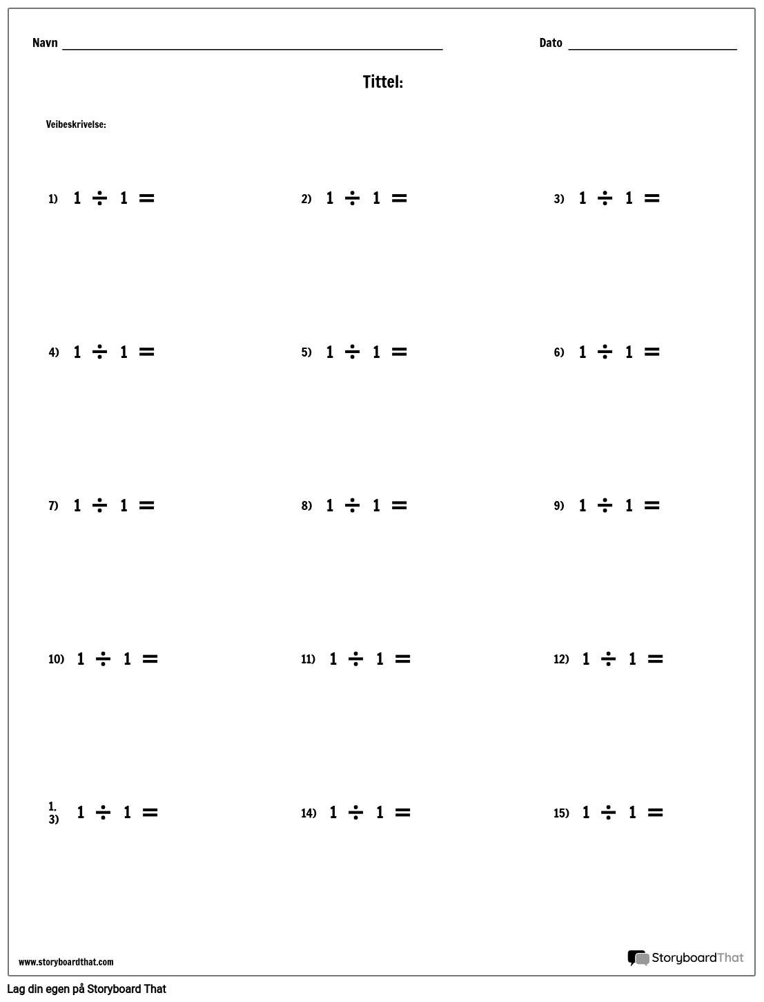 Divisjon - Enkeltnummer - Versjon 1