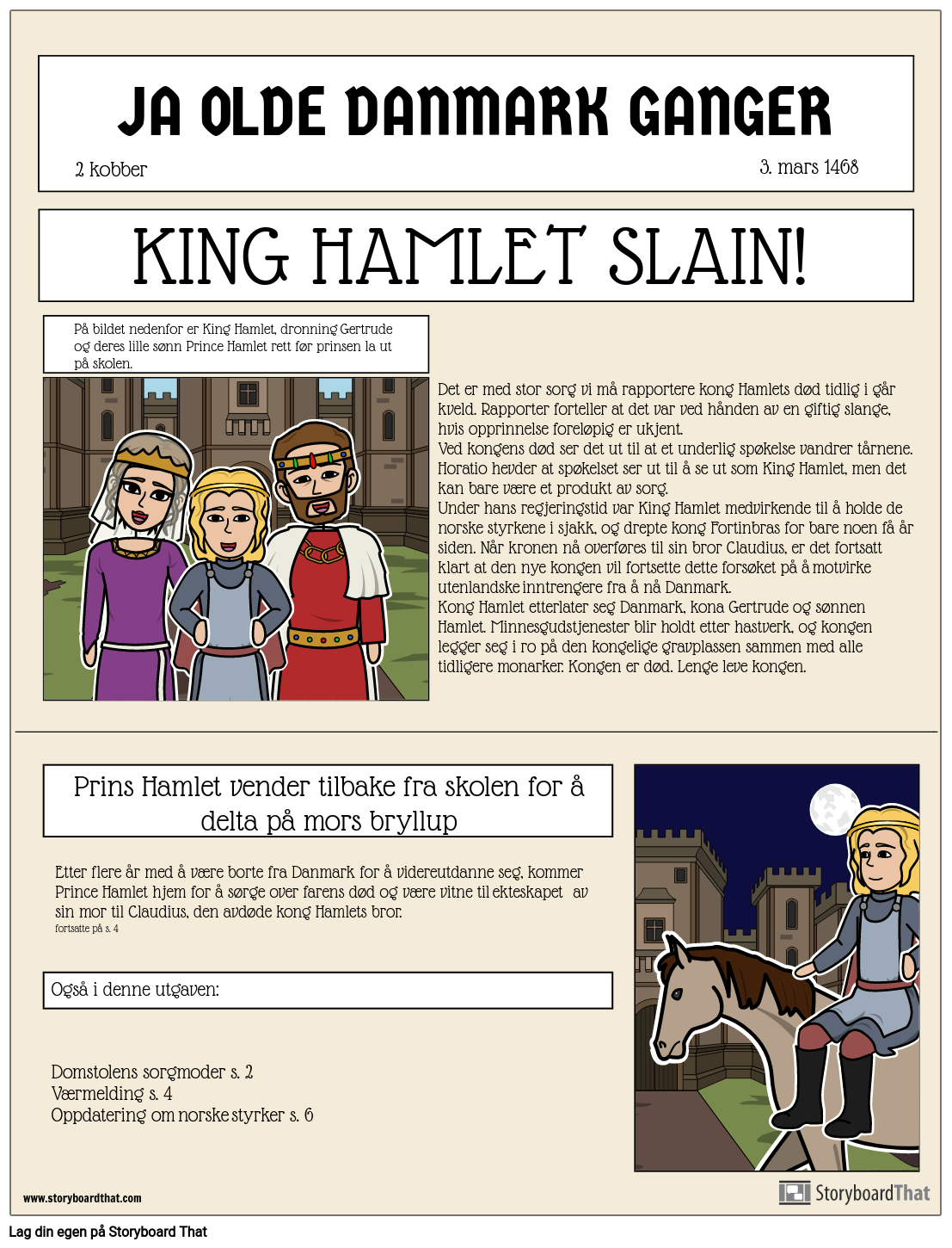 Hamlet Newspaper Announcement