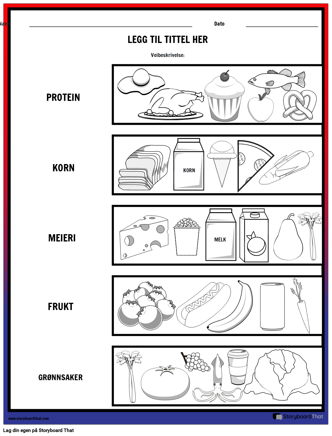 Learning Food Groups Coloring Worksheet