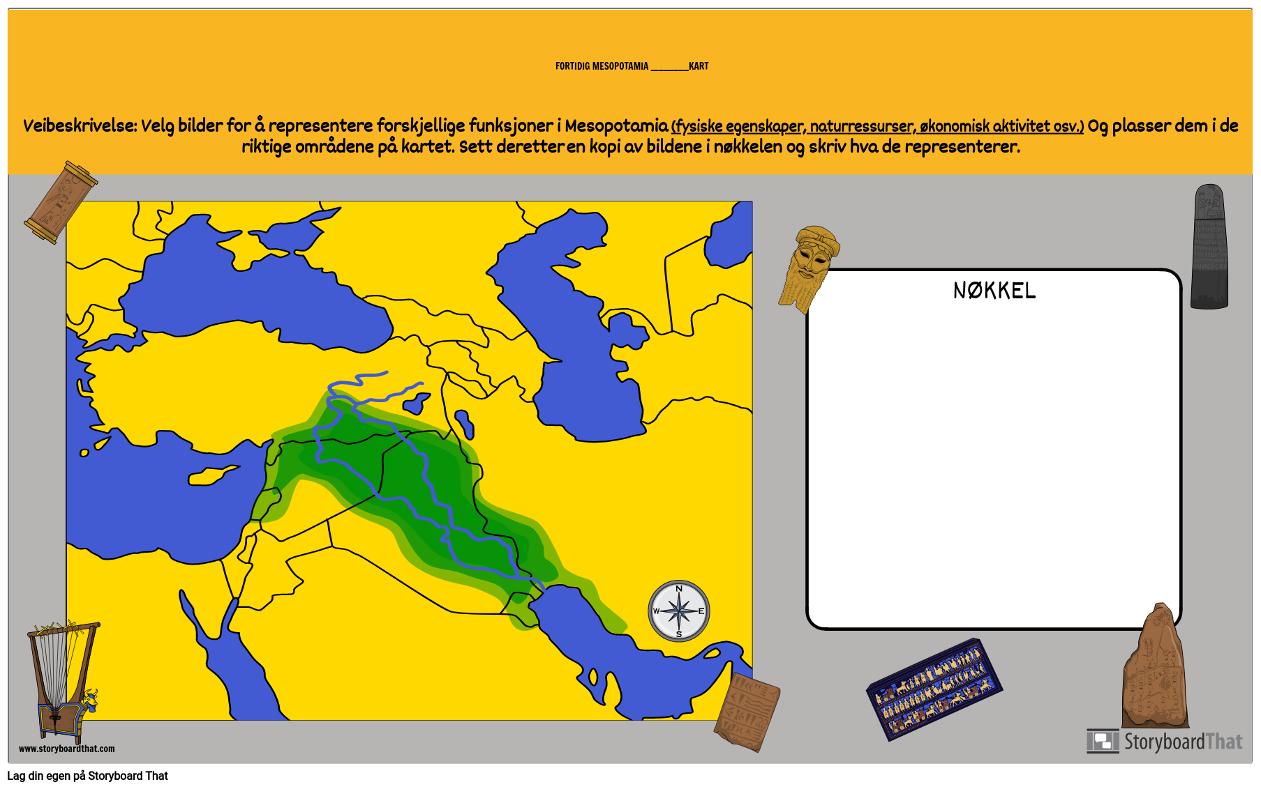 Mesopotamia Fyll ut det Tomme Kartet